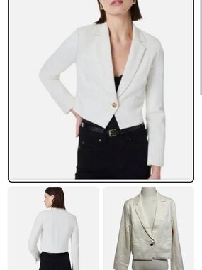 SPANX cropped Off-White Single-Button Women's Blazer NWT